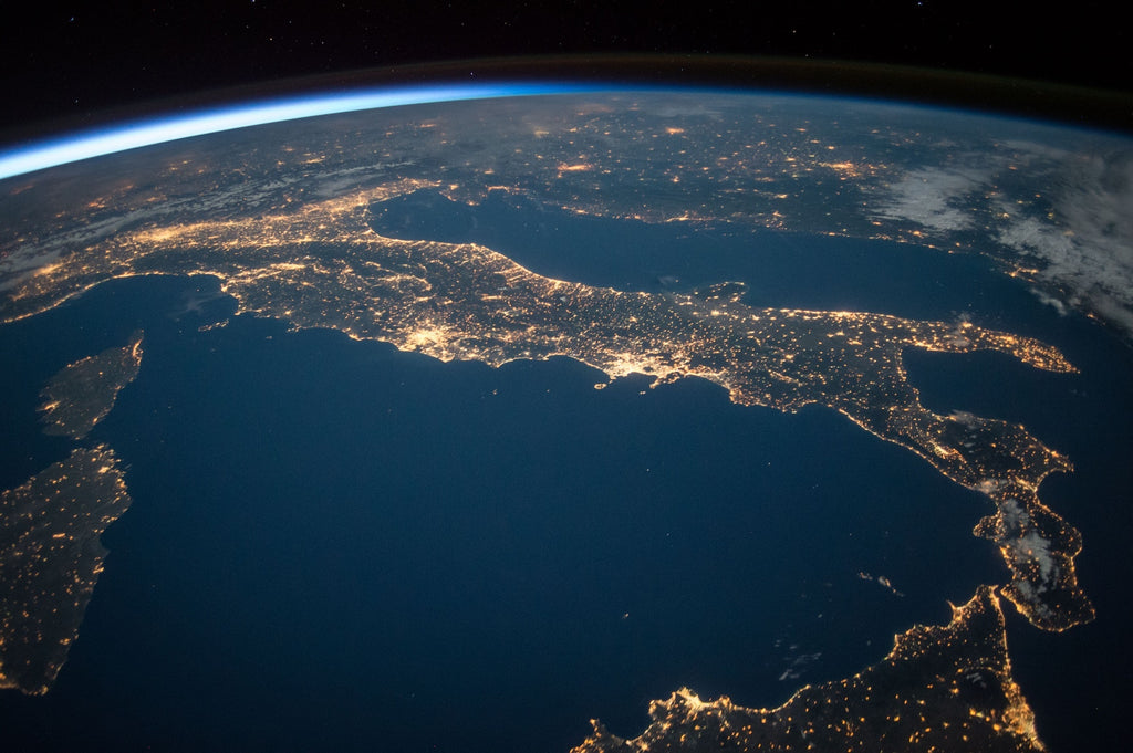 earth seen at night from orbit to evoke ecological causes and set up greenwashing on amazon topic